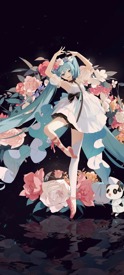 初音未来手机壁纸｜花卉背景图片 - 虚拟歌姬「哲风壁纸」