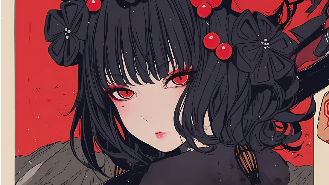 2k哥特少女壁纸｜暗黑插画背景图片 - 樱桃少女「哲风壁纸」