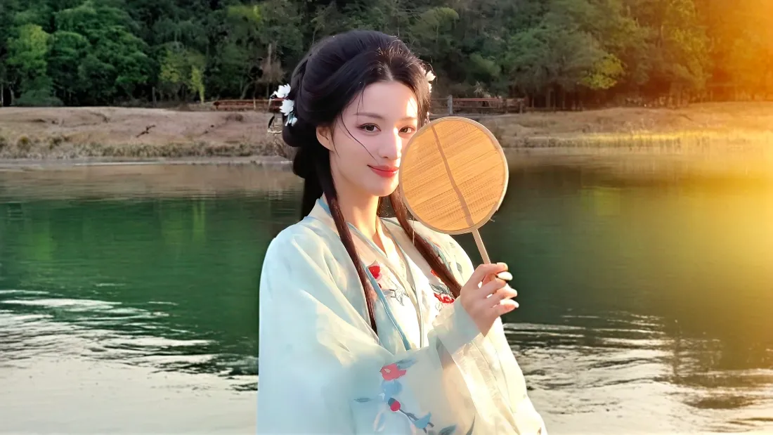 2k王楚然壁纸｜湖畔古风背景图片 - 执扇美照「哲风壁纸」