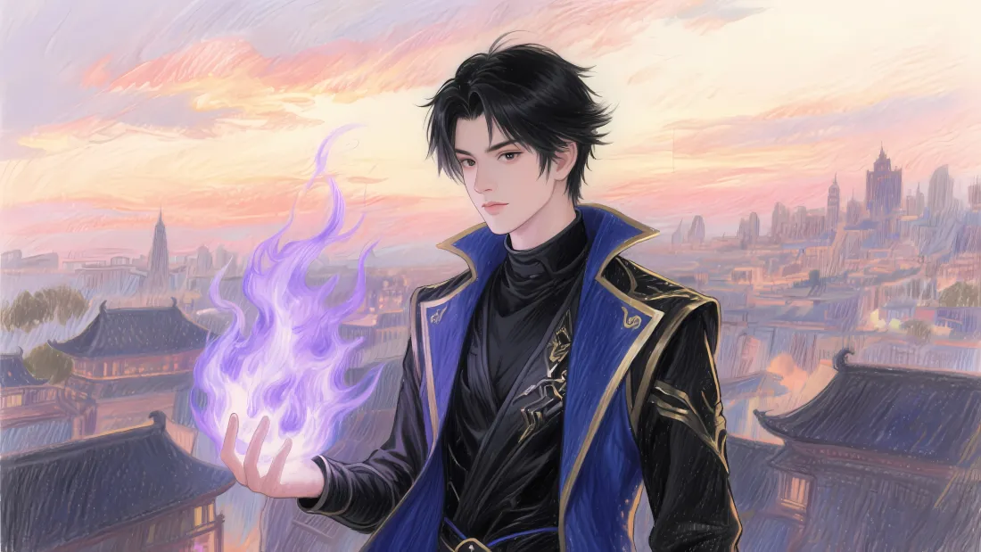 3k萧炎壁纸｜紫色火焰背景图片 - 古风「哲风壁纸」