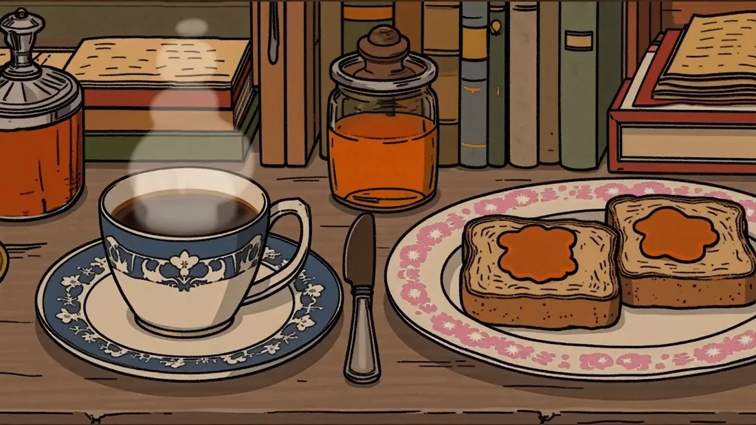 2k手绘食物壁纸｜吐司果酱背景图片 - 暖色调「哲风壁纸」