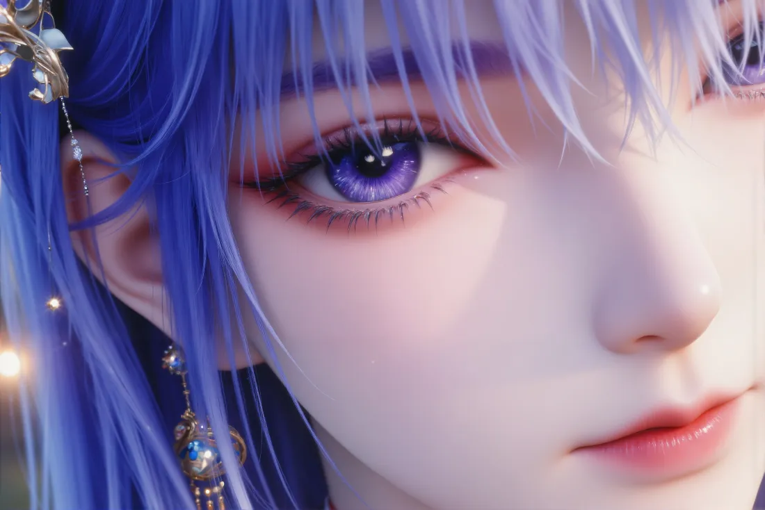 4k圣采儿壁纸｜蓝发紫瞳 - 神印王座「哲风壁纸」