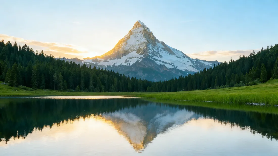 3k日照金山壁纸｜雪山湖泊背景 - 自然风景「哲风壁纸」