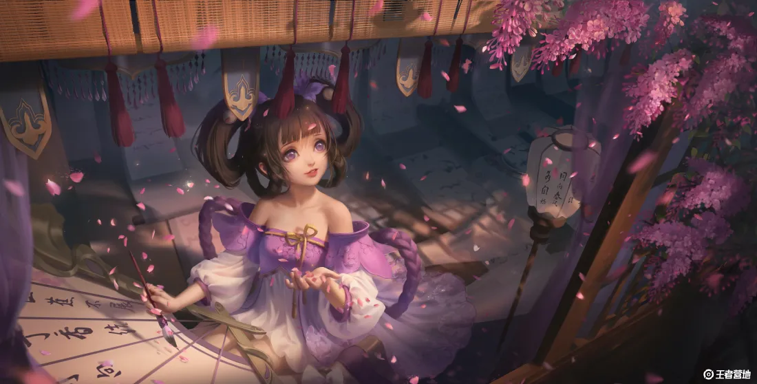 8k王者荣耀小乔壁纸｜紫裙樱花古风「哲风壁纸」
