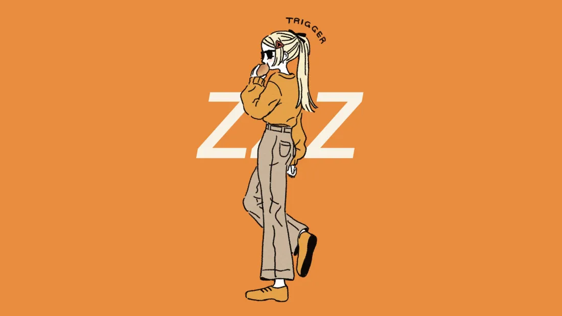 4k白发少女壁纸｜橙色背景图片 - 休闲穿搭「哲风壁纸」