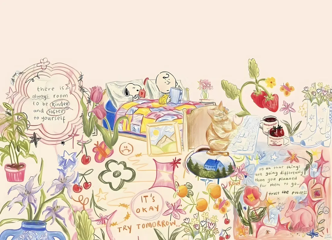 2k卡通手绘插画壁纸｜ins风背景图片 - 可爱花朵「哲风壁纸」