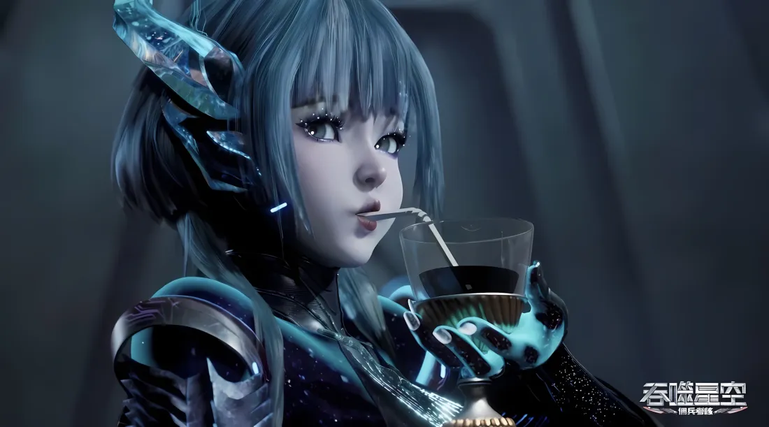 2k吞噬星空蓝发角色壁纸｜暗背景 - 机械风「哲风壁纸」