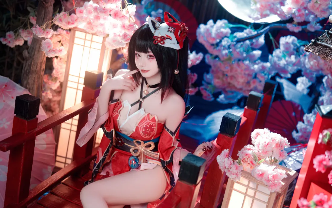 10k彼岸花cos壁纸｜樱花夜景背景 - 美女写真「哲风壁纸」