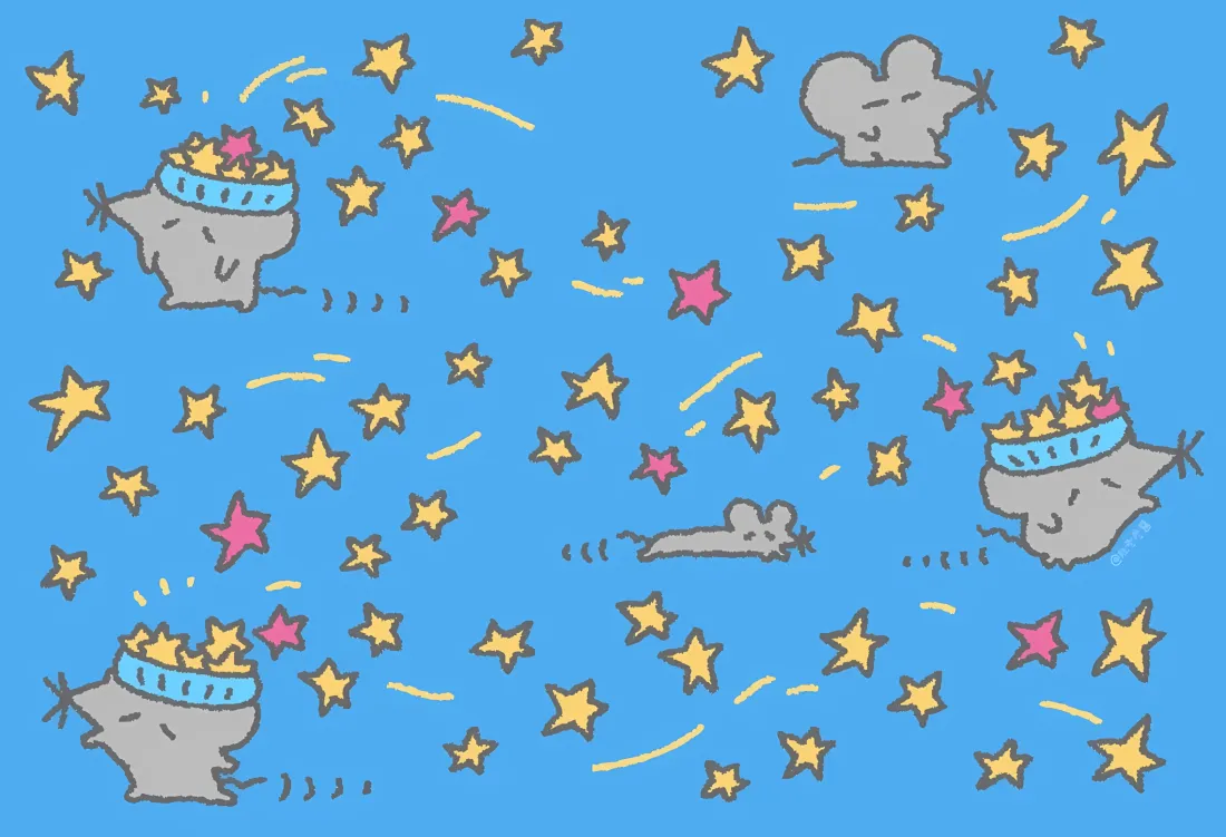 2k卡通小老鼠壁纸｜蓝色星星背景 - 童趣「哲风壁纸」