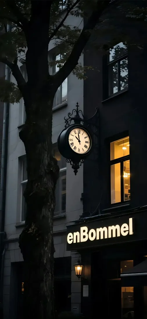 夜晚街道时钟手机壁纸｜暗色背景图片 - 风景「哲风壁纸」