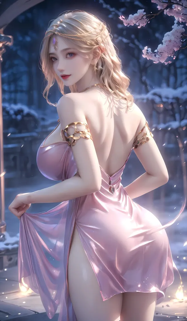 卡丹紫川手机壁纸｜粉色礼服樱花背景 - 金发「哲风壁纸」