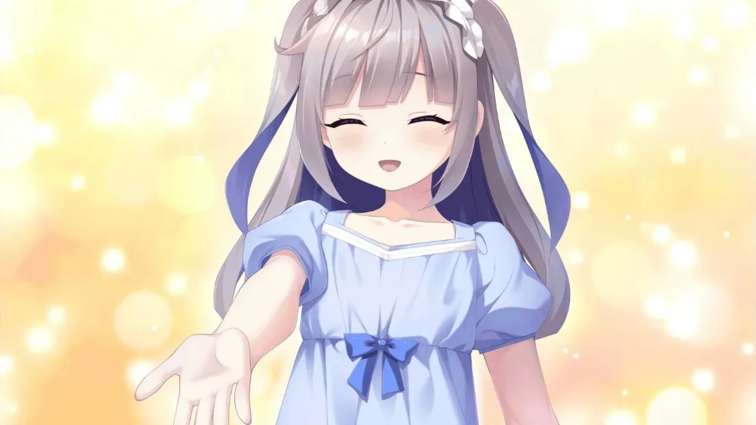 2k女仆酱壁纸｜暖黄背景 - 二次元蓝裙「哲风壁纸」