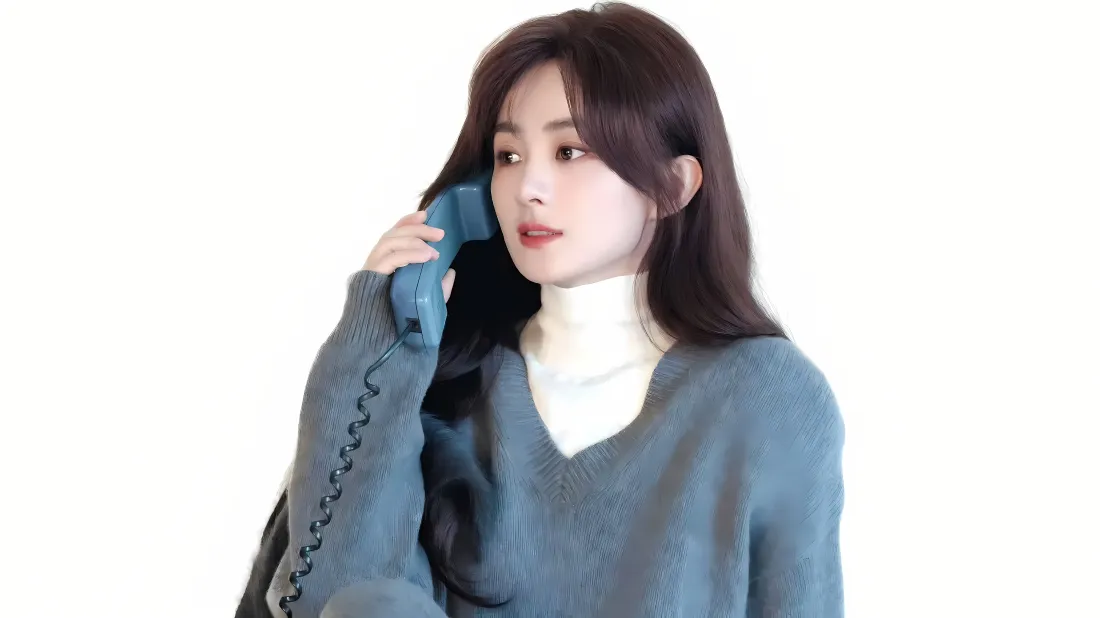 4k赵丽颖壁纸｜蓝色毛衣背景图 - 慵懒风「哲风壁纸」