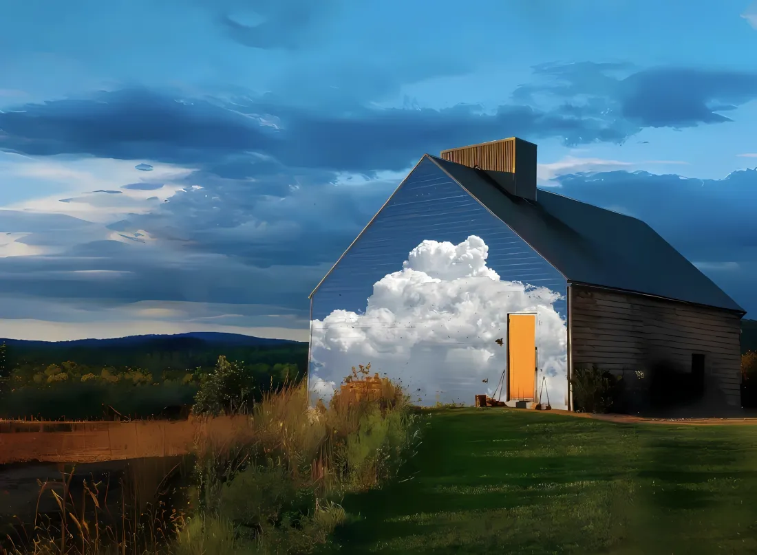 2k房屋云朵墙壁纸｜蓝天草地 - 黄昏「哲风壁纸」