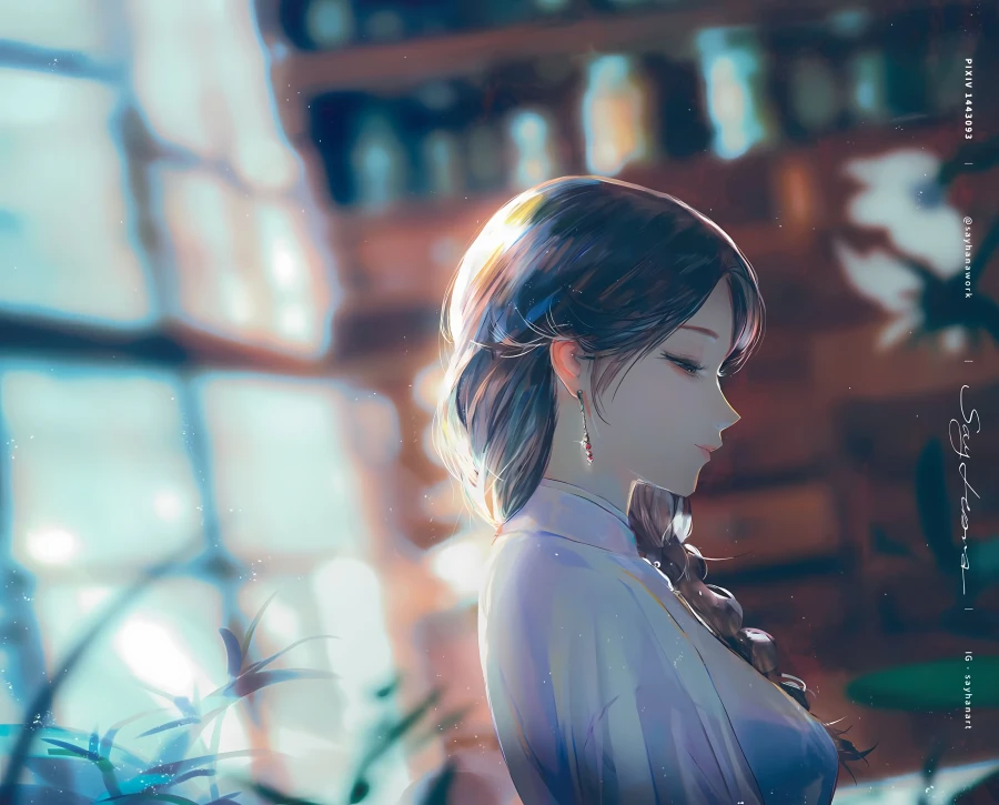 6k长发壁纸-艺术品背景-动漫女孩壁纸-数字艺术「哲风壁纸」