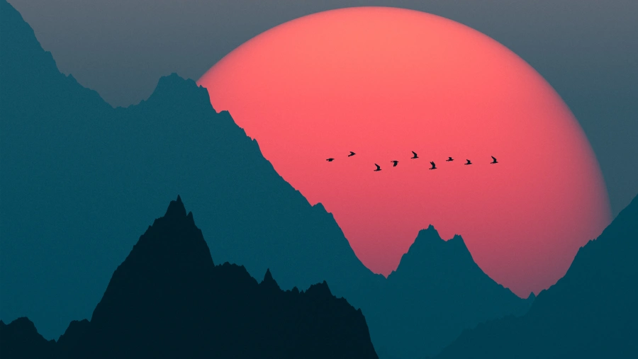 4k太阳壁纸-山-景观壁纸-插图「哲风壁纸」