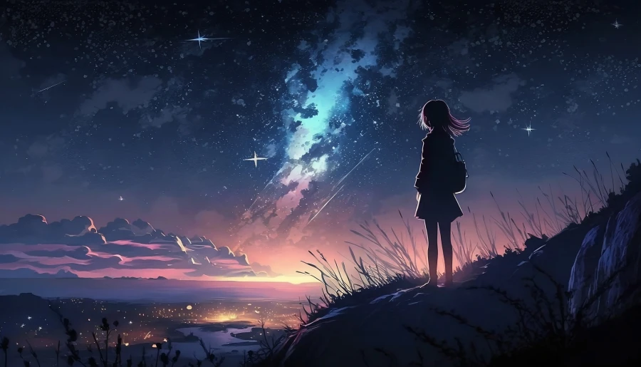 3k星星眼星星眼壁纸-日落图片-星星眼夜壁纸-夜空「哲风壁纸」