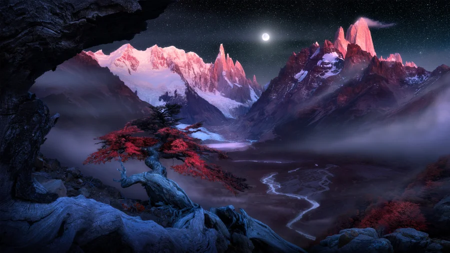 5k星星眼星星眼壁纸-雪图片-《月光》壁纸-月亮「哲风壁纸」