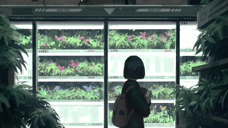 8k背包壁纸-自然-花朵背景-动漫女孩「哲风壁纸」